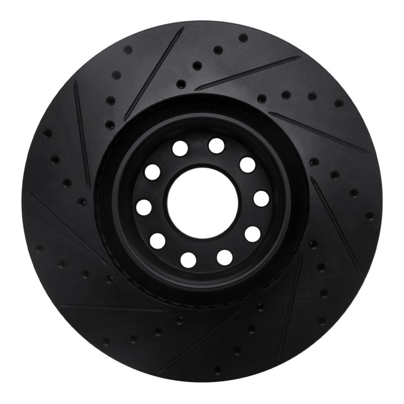 Audi S6 Brake Rotor (1) - Front Right - R1 Concepts - Drilled & Slotted - Black - `99-`04